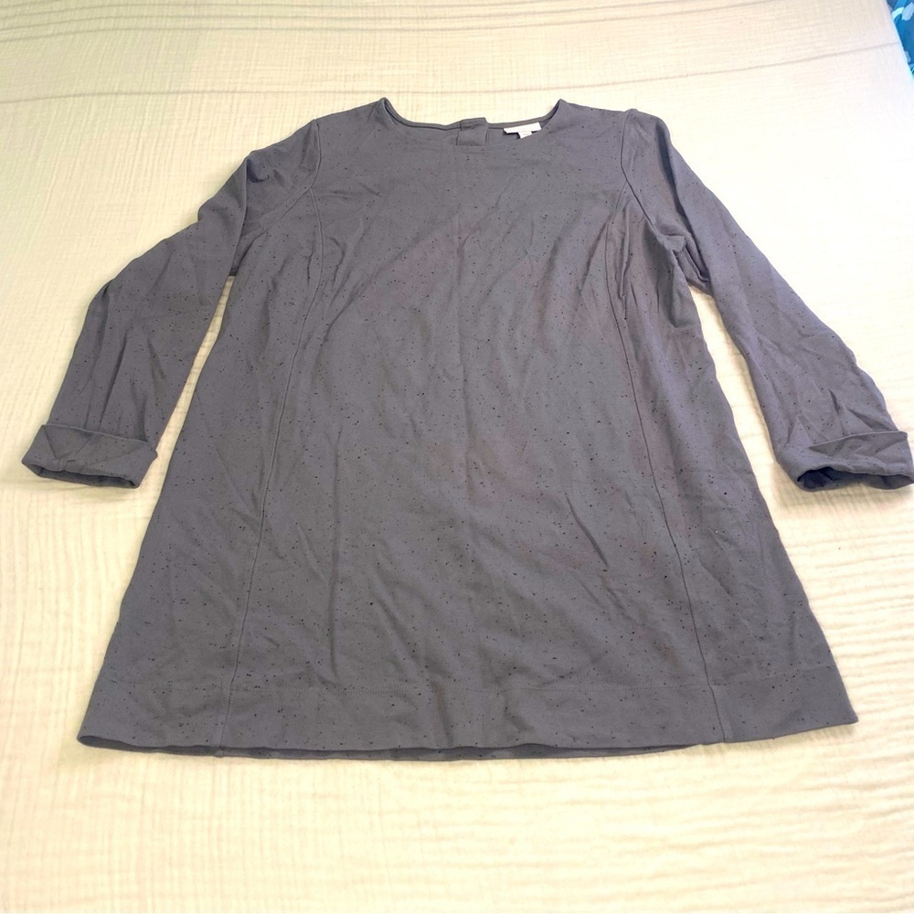 J‎ Jill Gray 3/4 Length Sleeve Blouse Top Lagenlook Minimalist Size Large Tall